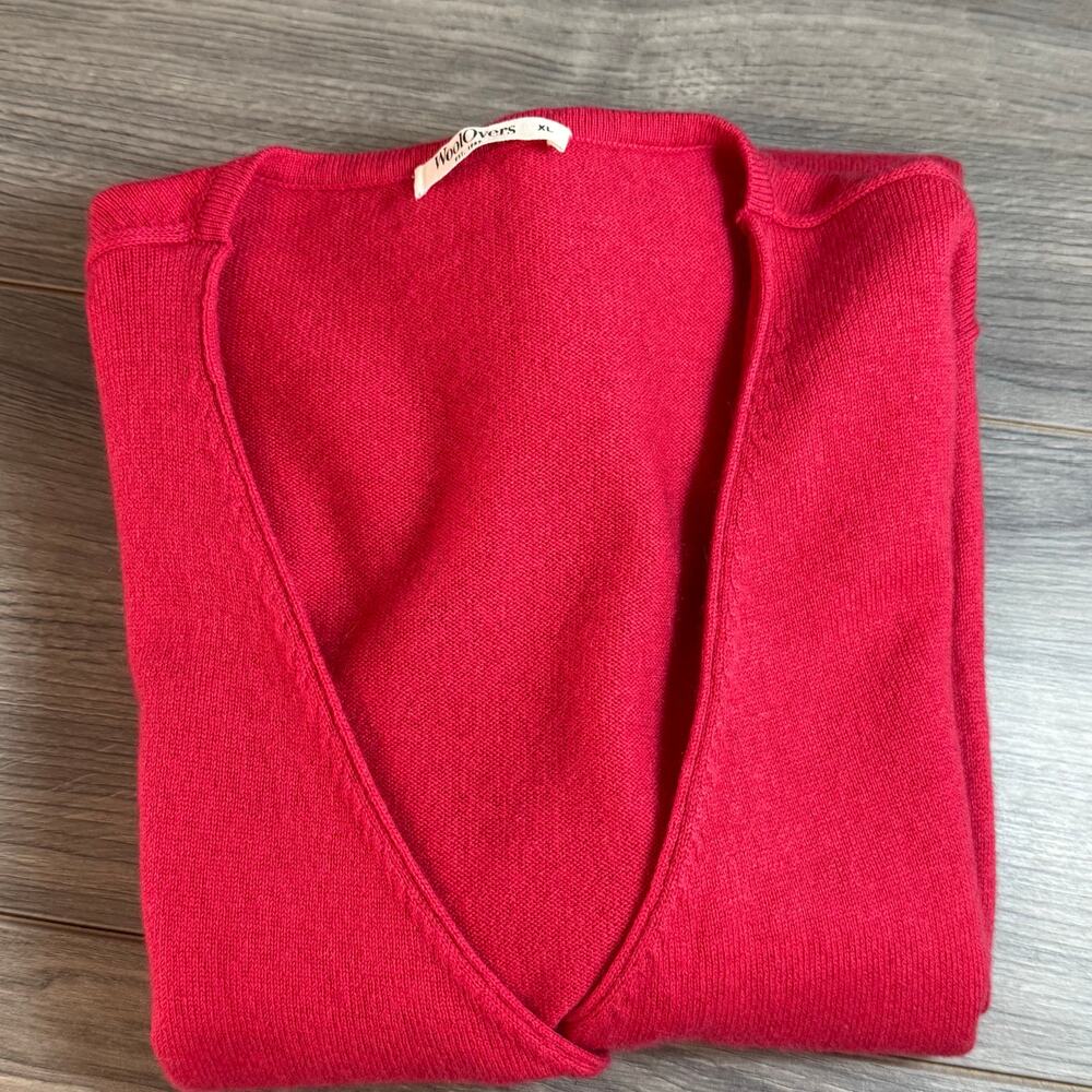 WoolOvers EF Merino Wool Cashmere V-Neck Cardigan Sweater Size XL Quiet Luxury